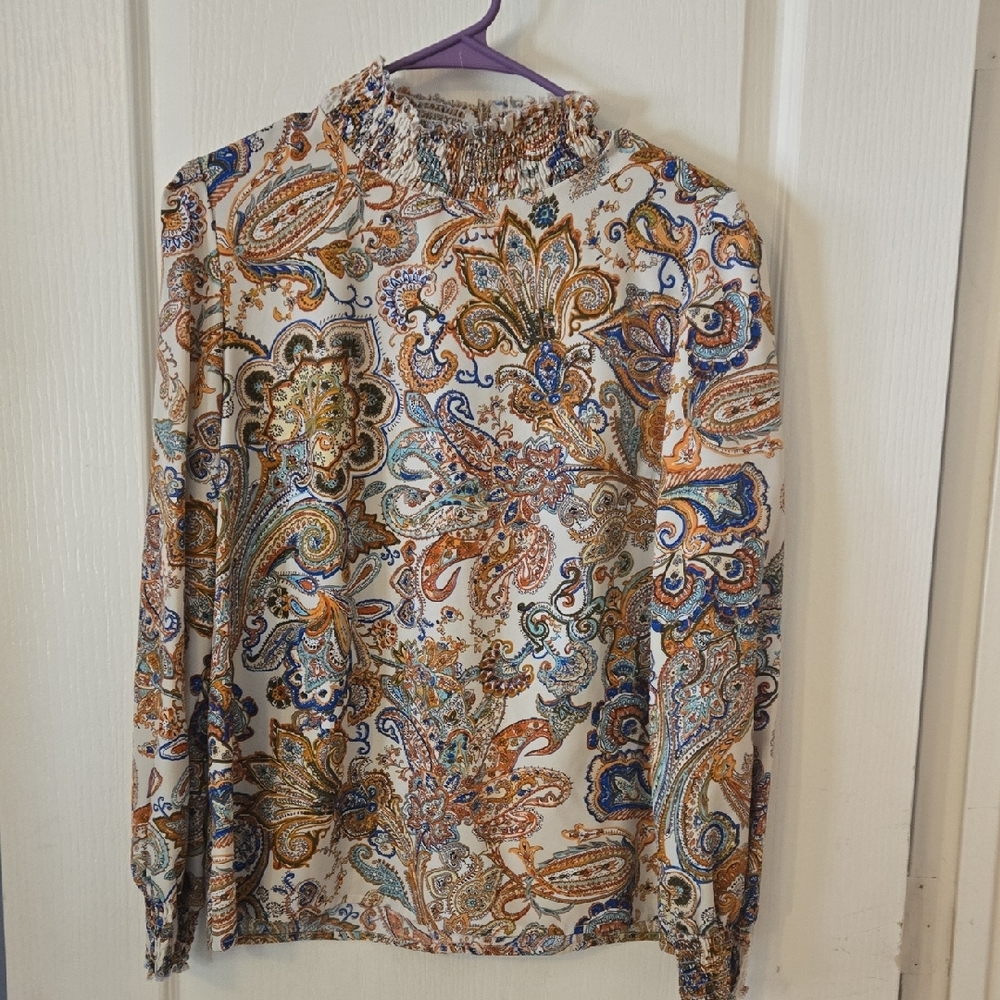SHEIN Vibrant Paisley Print Blouse